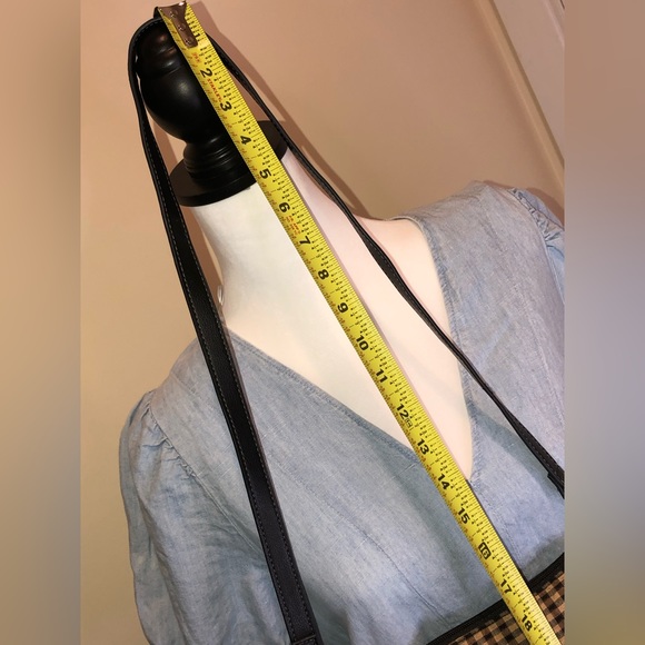 LONGABERGER Black Brown Checkered Crossbody Swing Away Purse - Picture 9 of 13